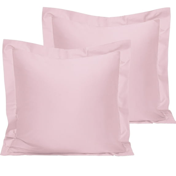 Organictune 2 Pack 100% Egyptian Cotton Euro Pillow Shams with 2" Flange, Super Soft and Breathable, Wrinkle, Fade, Stain Resistant Square Pillow Cases, Pink, 26x26 inches