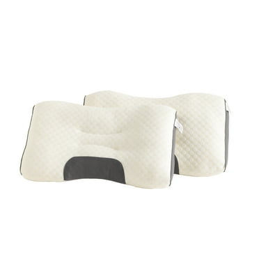 Organictune Knitted Neck Protection Pillow Set of 2, Soft and Breathable Cervical Support Bed Pillow, 16" x 26", White
