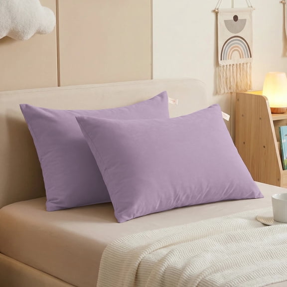 Organictune 2 Pack Microfiber Soft and Breathable Toddler Pillows for Sleeping, Washable Small Travel Pillows for Toddler Bed, 13" x 18" , Lavender