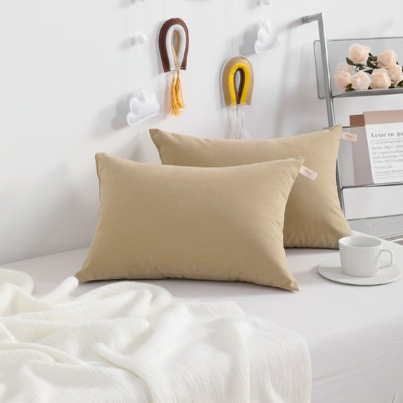 Organictune 2 Pack Microfiber Tiny Pillows Set, Soft and Cozy Small Pillow, 11" x 7", Khaki