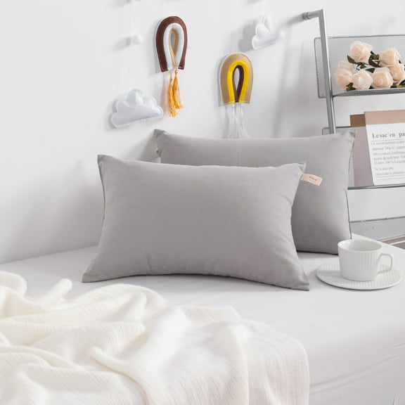 Organictune 2 Pack Microfiber Tiny Pillows Set, Soft and Cozy Small Pillow, 11" x 7", Light Gray