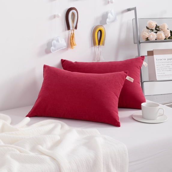 Organictune 2 Pack Microfiber Tiny Pillows Set, Soft and Cozy Small Pillow, 11" x 7", Red