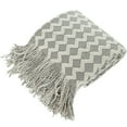 thumbnail image 1 of Organictune All Season Knitted Acrylic Throw Blanket, Warm and Lightweight Decorative Blanket for Couch, Sofa, Bed, Reversible, 51" x 67 " with 7" tassels, Light Gray Wave, 1 of 5