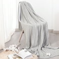 thumbnail image 1 of Organictune Cotton Cable Knitted Throw Blanket, Lightweight and Breathable Soft Blanket for Sofa and Bed, 60" x 80", Silver Gray, 1 of 5