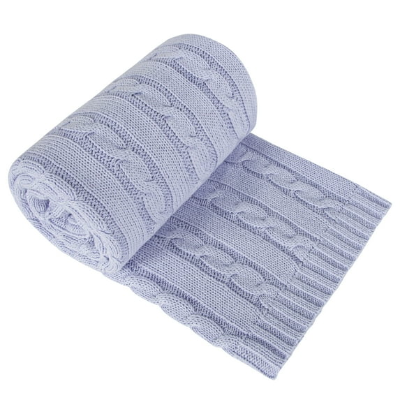 Organictune Cotton Cable Knitted Toddler Throw Blanket, Soft Warm and Breathable Crib Blanket for Boys and Girls, 30" x 40", Light Purple
