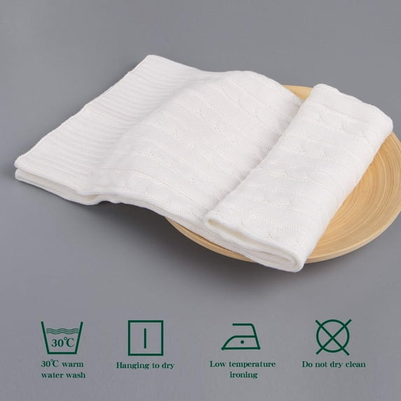 Organictune Cotton Cable Knitted Toddler Throw Blanket, Soft Warm and Breathable Crib Blanket for Boys and Girls, 30" x 40", White