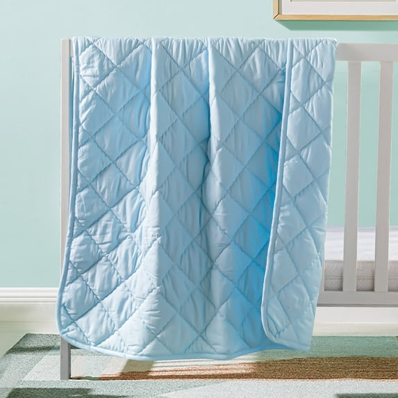 Organictune Microfiber Down Alternative Machine Washable Toddler Comforter, Super Soft and Lightweight Kids Crib Quilted Blanket for Stroller, Travel, Aqua, 39"x47"