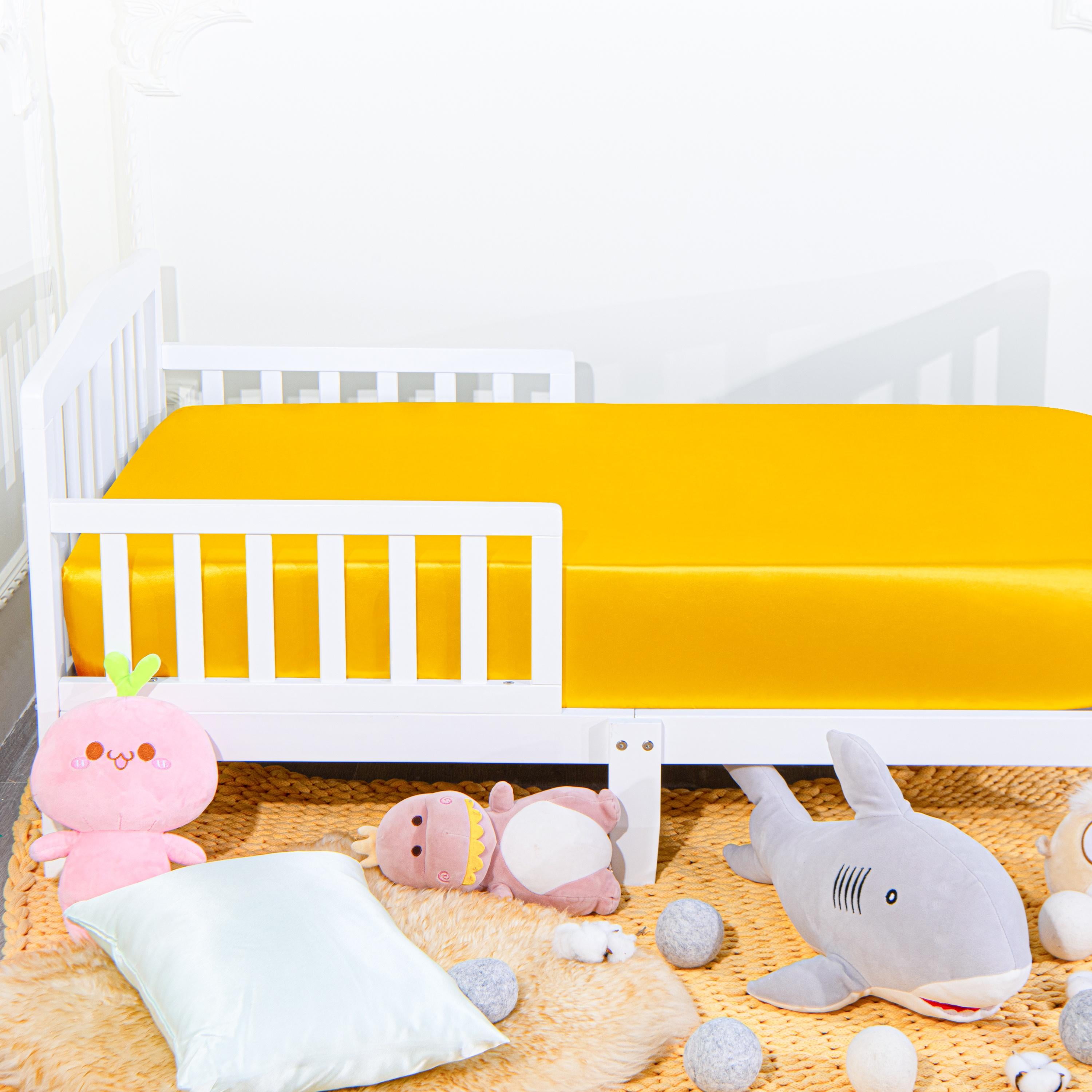 Organictune Silk Satin Fitted Crib Sheet with Deep Pocket Easy care and Breathable Fitted Sheet for Toddler Bed Boys Girls Yellow 28 52 8 Walmart Business Supplies