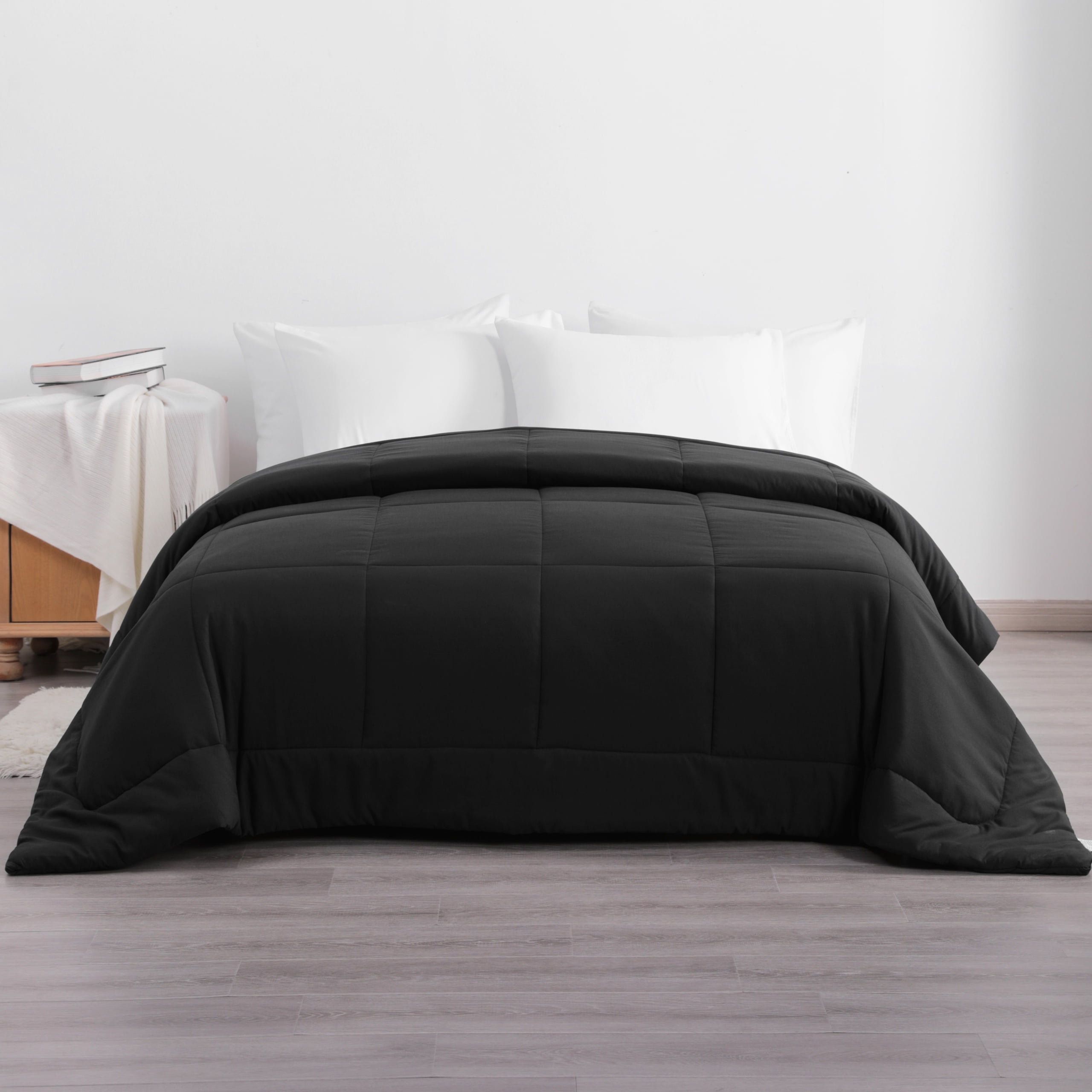 Queen Size Black Microfiber Reversible Comforter