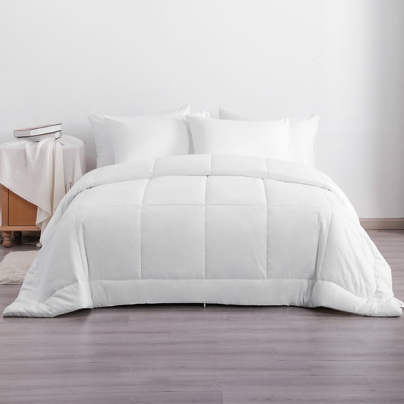 Organictune Ultra Soft Down Alternative Comforter, Lightweight and Breathable Quilted Duvet Insert, All-Season, White, Twin Size, 68" x 90"