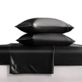 thumbnail image 1 of Luxury Satin King Sheet Set, Black 4-Piece, Silky Deep Pocket Fitted Sheet for Hair and Skin, 1 of 8