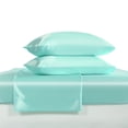 thumbnail image 1 of Luxury Satin Twin-XL Sheet Set, Light Blue 3-Piece, Silky Deep Pocket Fitted Sheet for Hair and Skin, 1 of 8