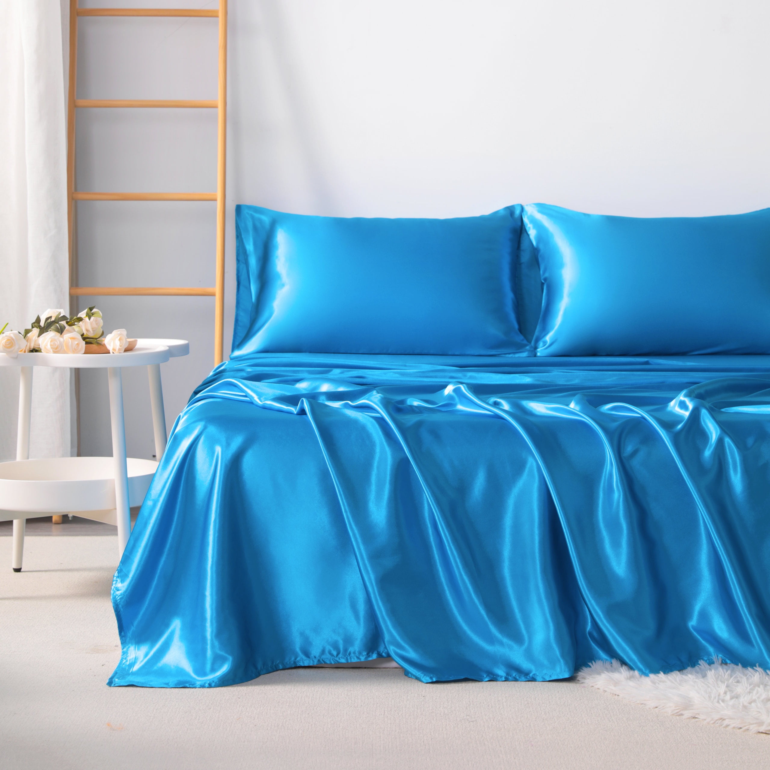 Organictune Ultra Soft and Breathable Satin Bed Sheet Set, Luxury Silky ...