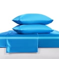 thumbnail image 1 of Luxury Satin Queen Sheet Set, Royal Blue 4-Piece, Silky Deep Pocket Fitted Sheet for Hair and Skin, 1 of 8