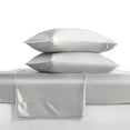 thumbnail image 1 of Luxury Satin Twin Sheet Set, Silver Gray 3-Piece, Silky Deep Pocket Fitted Sheet for Hair and Skin, 1 of 8