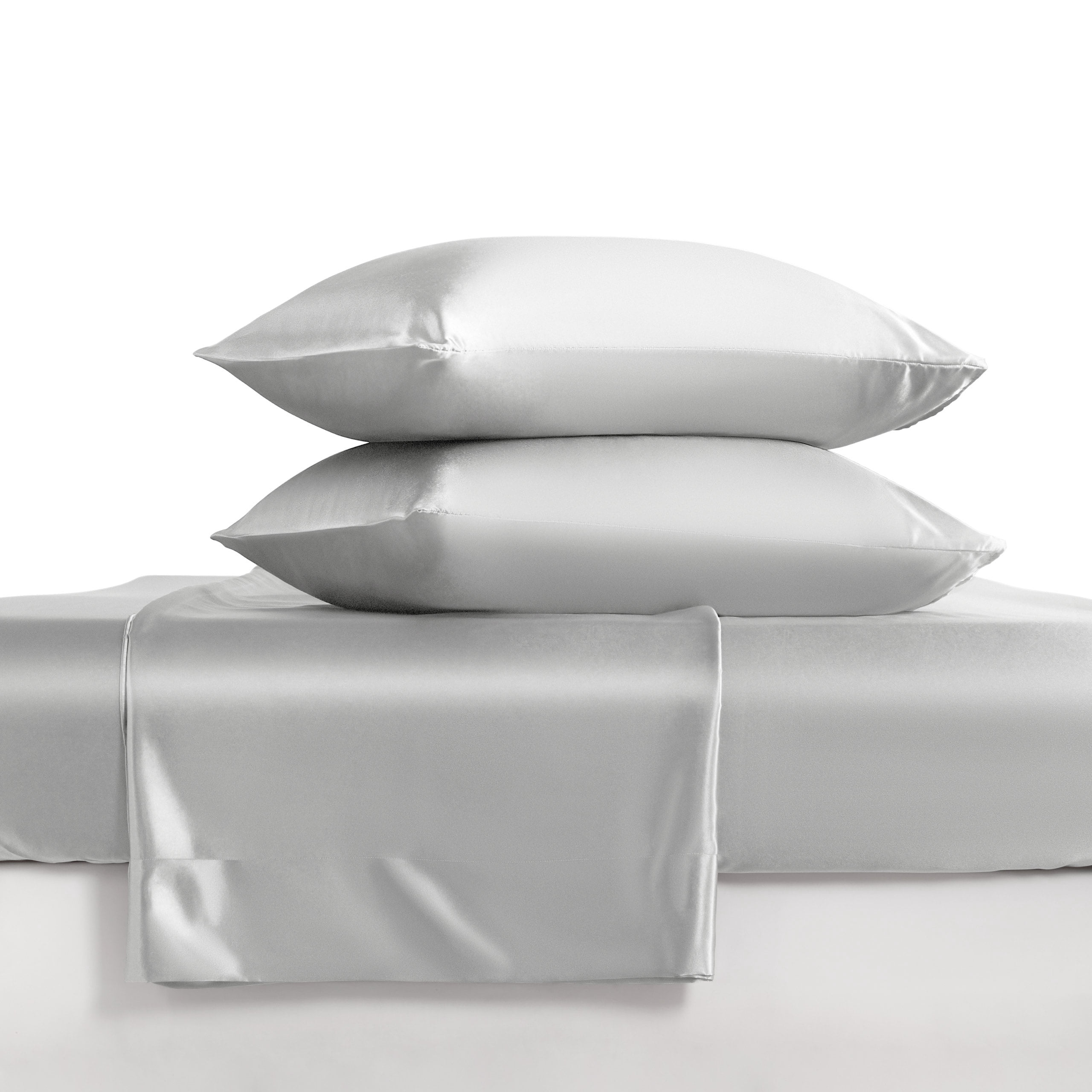 Luxury Satin Twin-XL Sheet Set, Silver Gray 3-Piece, Silky Deep Pocket ...