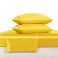 thumbnail image 1 of Luxury Satin Twin-XL Sheet Set, Yellow 3-Piece, Silky Deep Pocket Fitted Sheet for Hair and Skin, 1 of 8