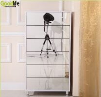 Organiedlife Shoe Storage Cabinet for Entryway with 6 Flip Drawers&Mirror, Wood Shoe Storage Organizer for Closet, Apartment, and Corridor (Mirror Cabinet)