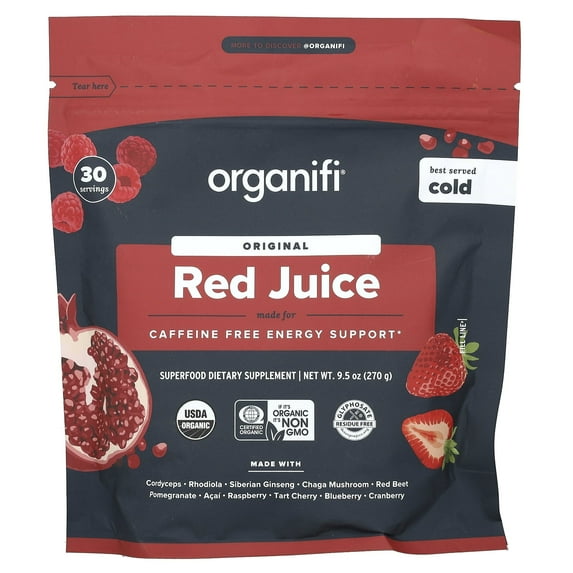 Organifi - Red Juice Acai & Cordyceps Infused Gently Dried Superfood Powder - 9.5 oz.