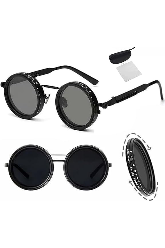 Organismt Glasses, Organismt Rotate Adjustable Tint Rounded Polarized Lenses Retro Sunglasses, Camera ND Filter Lens