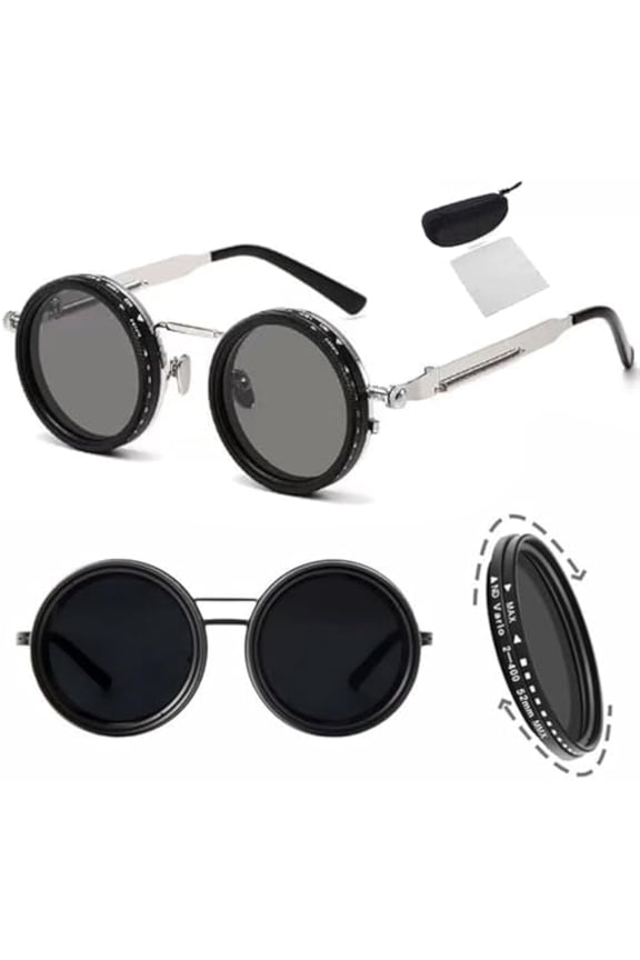 Organismt Glasses, Organismt Rotate Adjustable Tint Rounded Polarized Lenses Retro Sunglasses, Camera ND Filter Lens