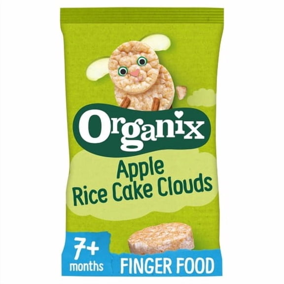 Organix Apple Rice Cake Clouds Organic Baby Snacks 7 months+ 40g, British Import (Pack of 6)