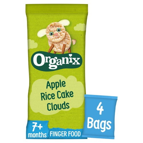 Organix Apple Rice Cake Clouds Organic Baby Snacks Multipack 7 months+ 72g, British Import (Pack of 3)