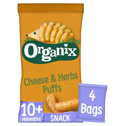 Organix Cheese & Herb Organic Baby Puffs Multipack 10 months+, 4 x 15g, British Import (Pack of 3)