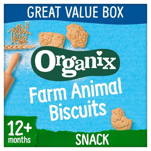 Organix Farm Animal Biscuits Toddler Snacks 12 months+ 100g, British Import (Pack of 3)
