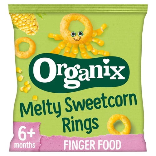 Organix Melty Organic Sweetcorn Rings Baby Puffs 6 months+ 20g, British Import (Pack of 3)