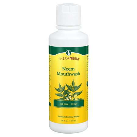 TheraNeem Neem Mouthwash, Herbal Mint | Freshens Breath, Supports Healthy Gums and Teeth, Vegan, Great Mint Taste | 16oz