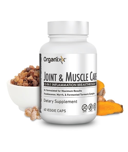 Organixx Joint & Muscle Care Joint Support Supplement 3-in-1 Inflammatory Support Formula with Turmeric, Frankincense & Myrrh, Helps with Flexibility, 60 Capsules