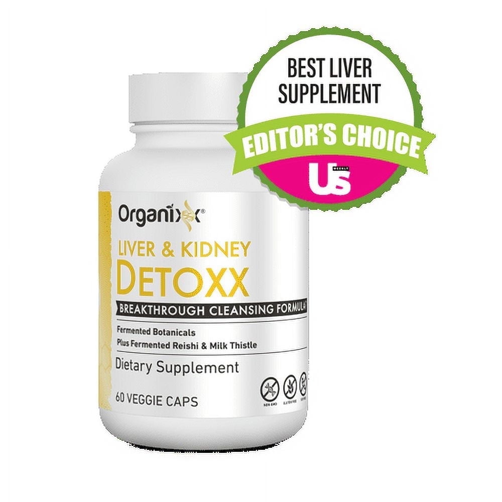 Organixx Liver & Kidney Detox Cleanse Supplement, Plant Extract + Herbal Supplements for Digestive Health, Sleep Support, and More Energy, Soy Free - 60 Vegetarian Capsules