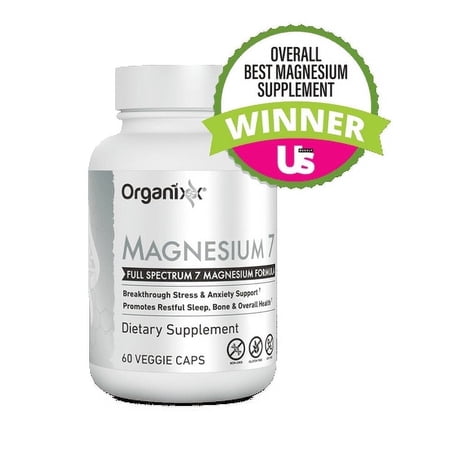 Organixx Magnesium Supplement, Natural Calm Magnesium Capsules for Sleep Support, Muscle Recovery, With Vitamin B6 and Manganese Citrate and Glycinate, High Absorption, Vegan, Non GMO, 60 Count