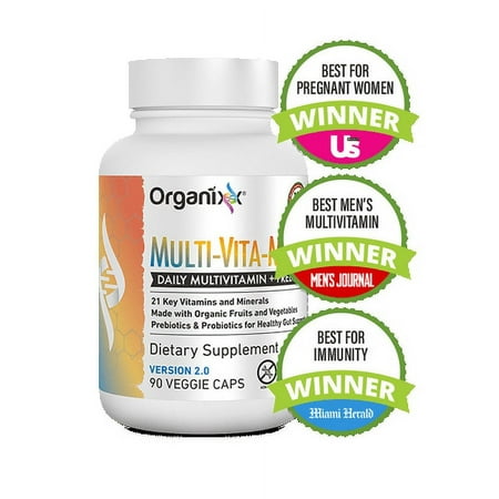 Organixx Multi-Vita-Maxx Whole Food Multivitamin Vegan Fermented Vitamin Supplement with Organic Fruits and Veggies, Digestive Health and Immune Support, 90 Gel Capsules