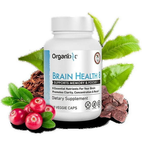 Organixx Powerful Brain Health Supplement to Support Brain Function, Clarity, Focus, Re-Energize Cells, 60 Vegetarian Capsules