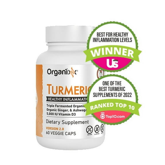 Organixx Turmeric Curcumin, Inflammatory and Immune Support, Helps Maintain Healthy Joints, with Ginger, Ashwagandha, Vitamin D, 60 Vegetarian Capsules