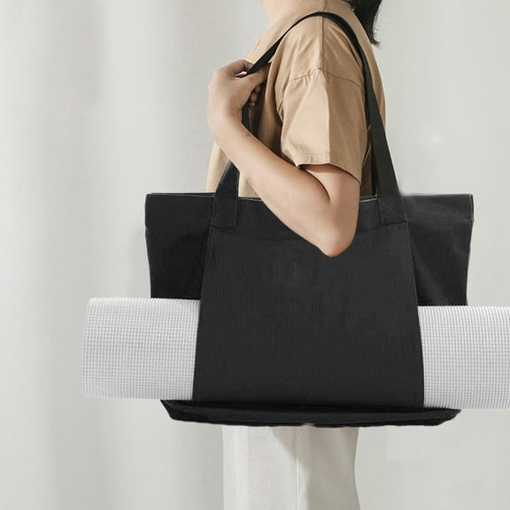 Organization Storage - Canvas Tote Bag With Yoga Mat Weight-bearing Pocket, Suitable For Office, Workout, Pilates, Travel, Beach And Gym Use Tote Bag Storage