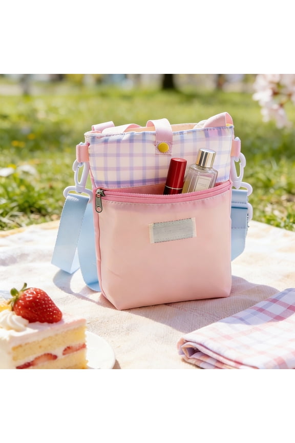 Organization Storage Clearance Sale! Cute Mini Crossbody Bag With Fortunate Label Plaid Plan Small Shoulder Bag For Daily Use Phone Bag With Zipper Pocket Adjustable Strap