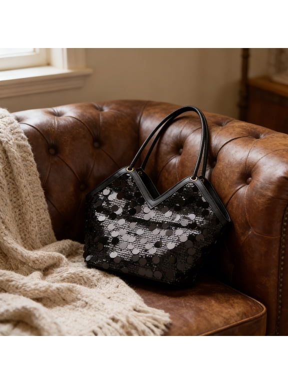 Organization Storage Clearance Sale! Fashionable Small Bag Female Texture Trendy Sequins Casual Tote Bag Versatile Shoulder Crossbody Bag