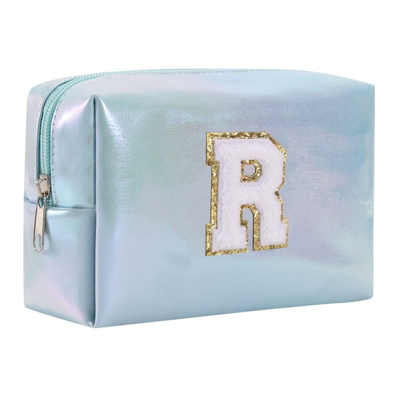 Organization And Storage Makeup Rolling Beauty Case Luggage Makeup Case for Travel Large Capacity Embroidered Alphabet Makeup Bag Toiletry Bag Travel Storage Bag Clutch Handbag Cosmetic Bag Blue