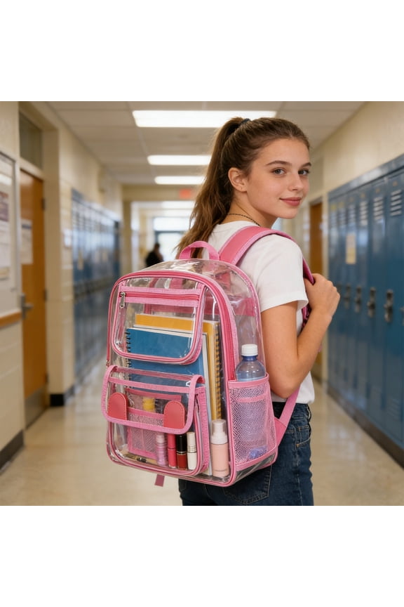 Organization Storage in Clearance! Transparent Backpack For School Concert Games Security Check PVC School Bag Large Capacity Student Backpack