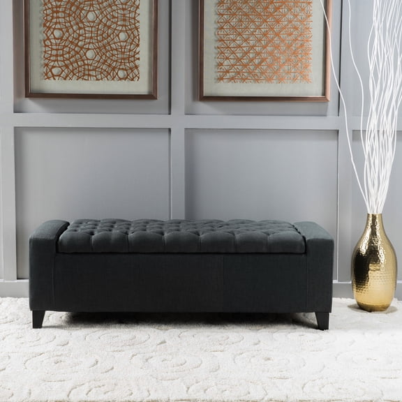 Organize Extra Stuff / In Living Room Corner / Dark Grey Ottoman
