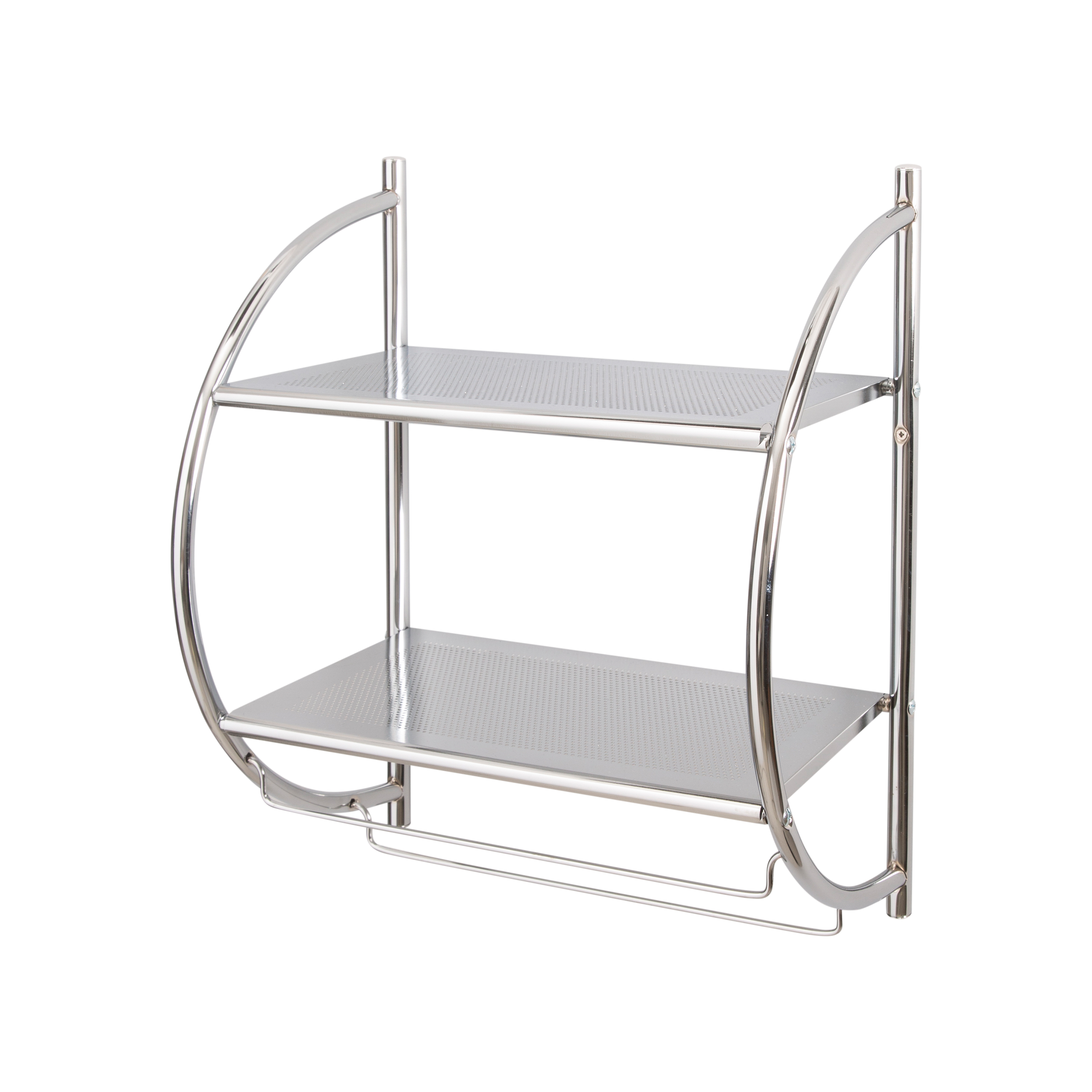 Organize It All 2 Tier Metal Wall Mount Shelf with Towel Bars, Chrome - image 1 of 7