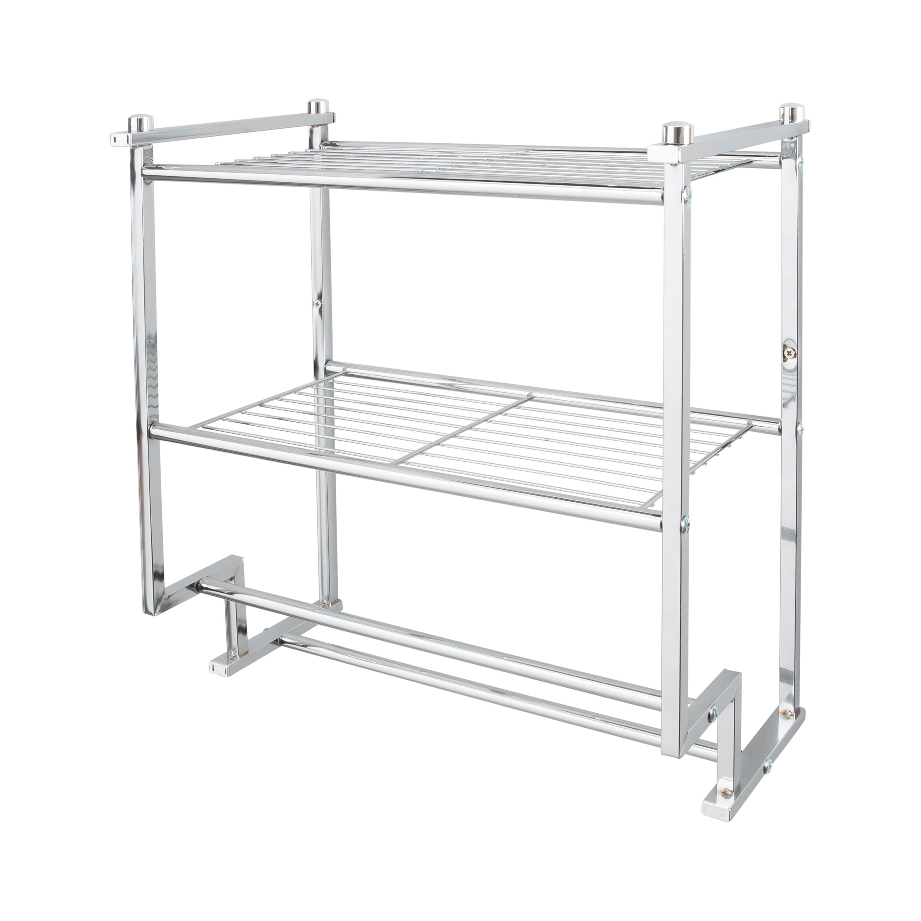 ORGANIZE IT ALL 2 Tier 2 Towel Bar Wall Mount Shelf Towel Rack in Chrome  NH-1753 - The Home Depot