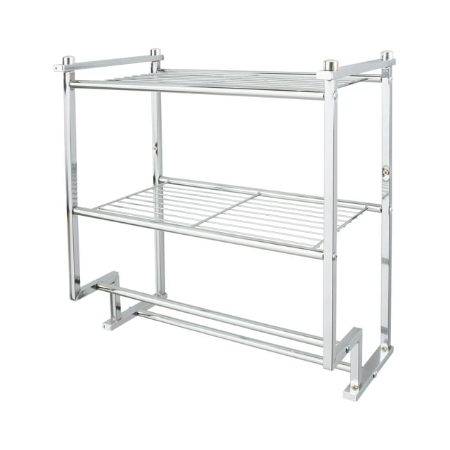Organize It All 2 Tier Wall Mounted Metal Shelf with Towel Rack