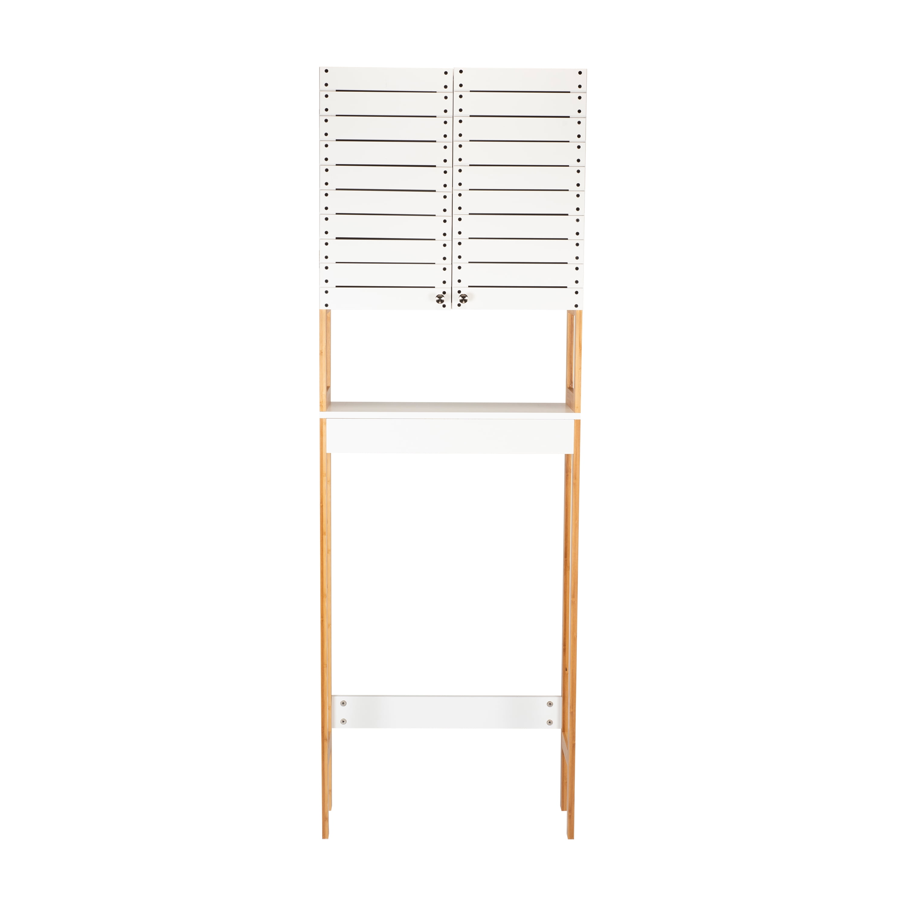 White Bamboo Over-the-Toilet Space Saver Cabinet with 3 Shelves