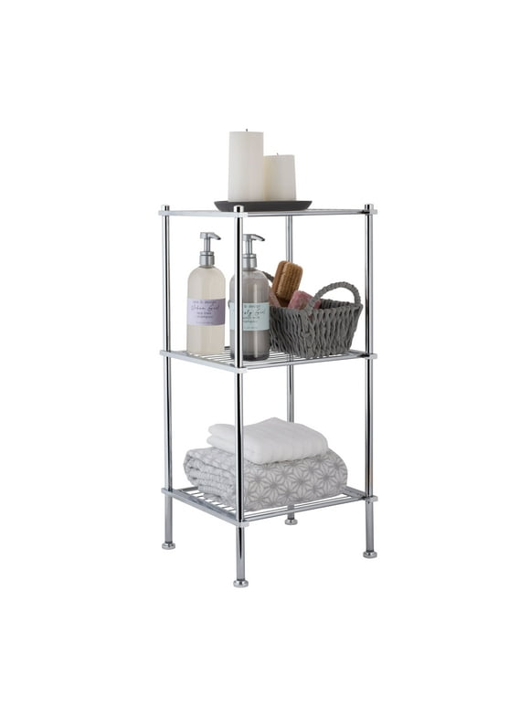 Organize It All 3 Tier Freestanding Shelving Tower in Chrome