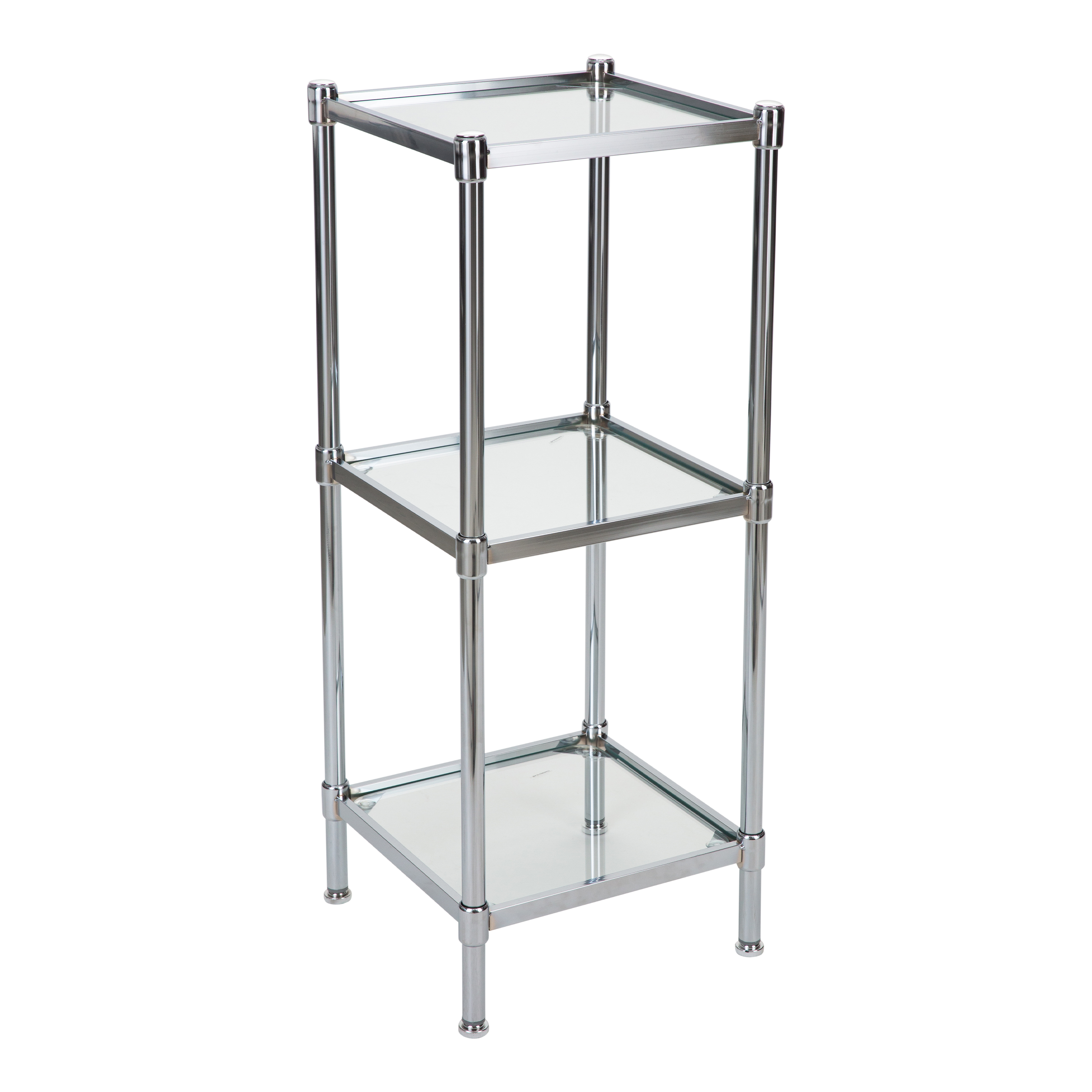 Organize It All 3 Tier Freestanding Steel Tempered Glass Shelving Tower - image 1 of 7