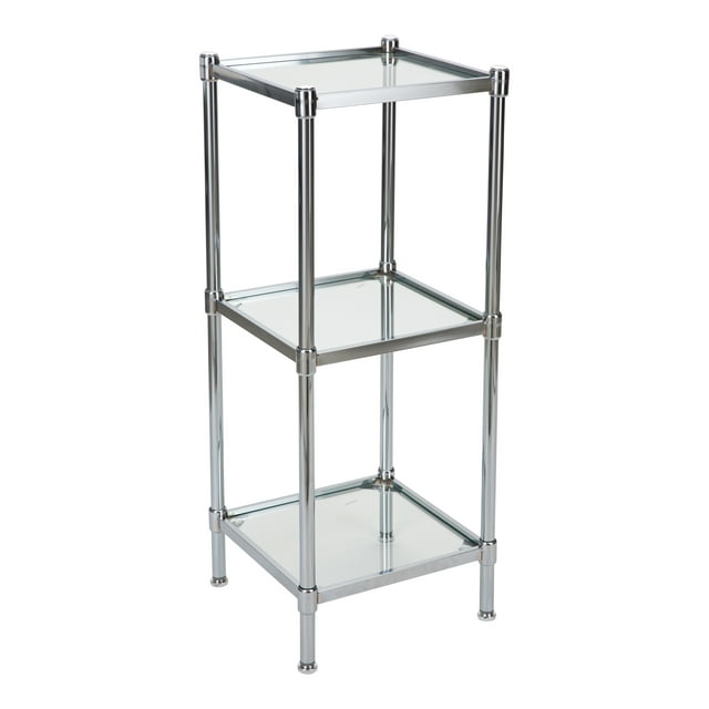 Organize It All 3 Tier Freestanding Steel Tempered Glass Shelving Tower